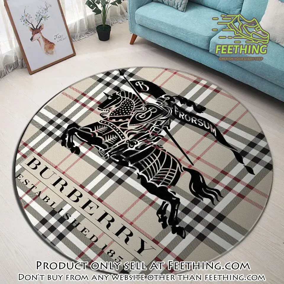 Burberry established 1856 luxury brand fashion round rug carpet home decor ft4406117